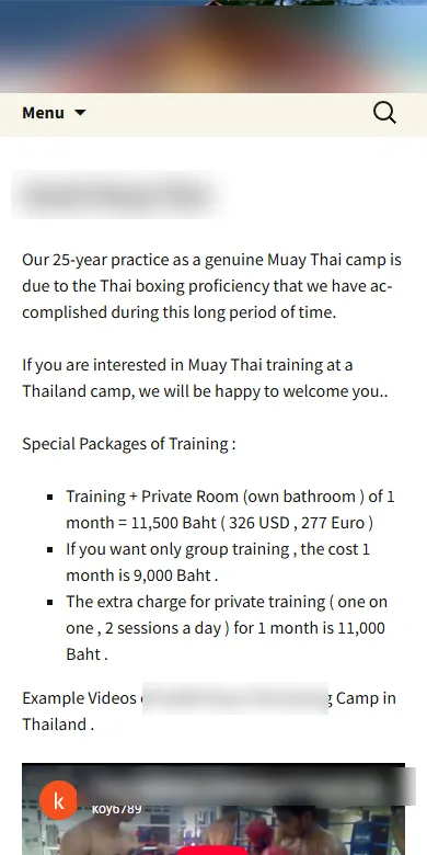 Muay Thai camp, Chalong — Before, Phone