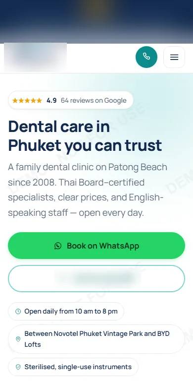 Dental clinic, Patong — After, Phone